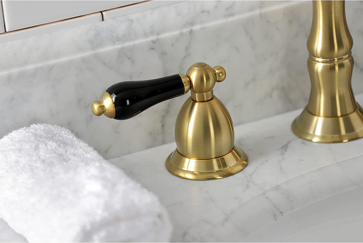 Kingston Brass KS1977PKL Duchess Widespread Bathroom Faucet, Brushed Brass