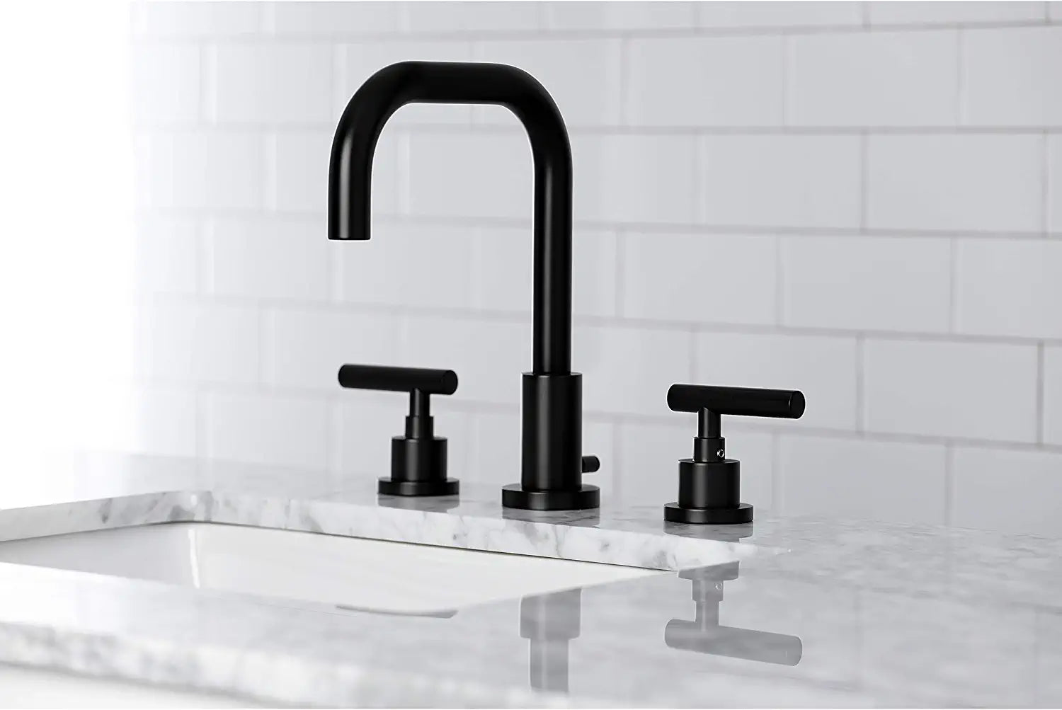 Kingston Brass FSC8930CML Manhattan Widespread Bathroom Faucet, Matte Black