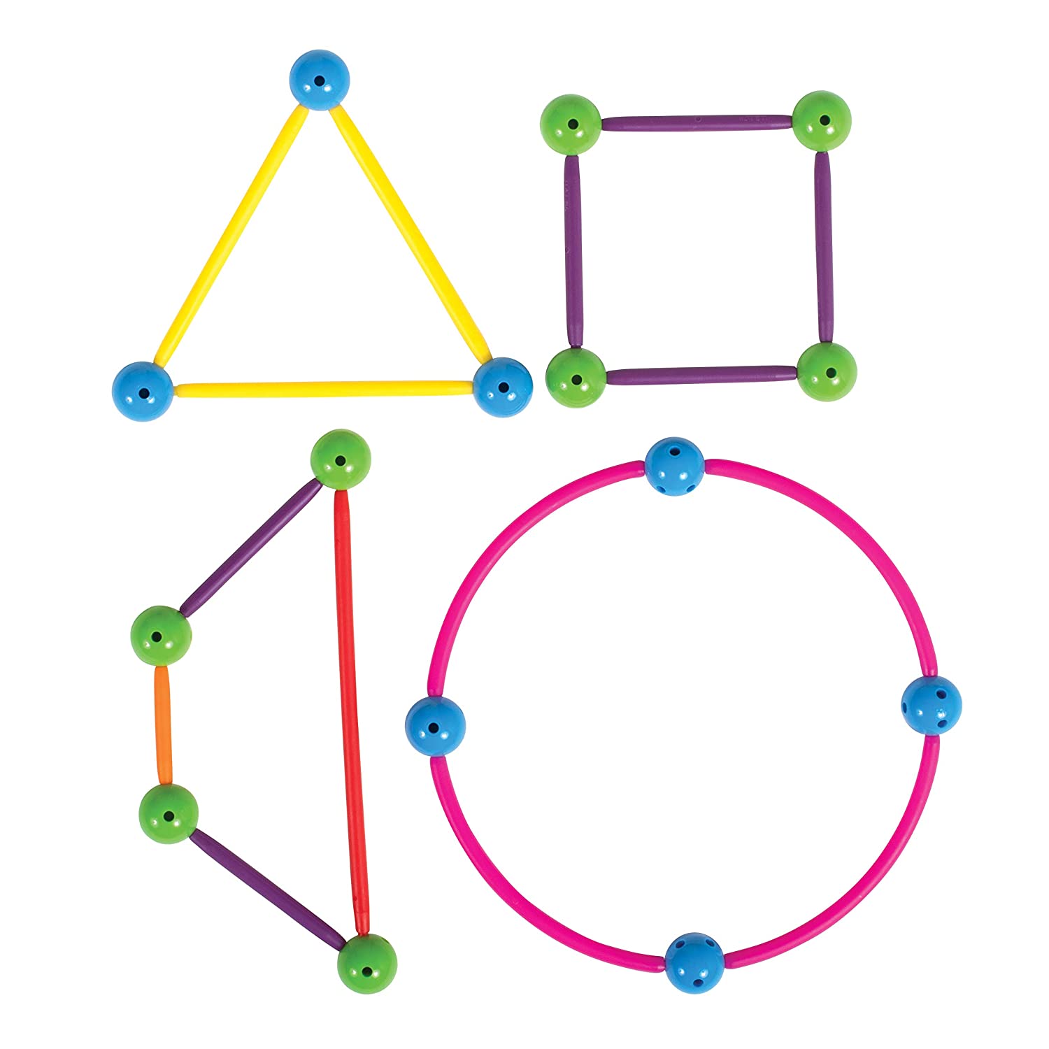 edxeducation Skeletal Starter Geo Set - 144 Multicolored Pieces - 20 Double-Sided Activity Cards - STEM Building Toy for Ages 3+ - Construct Geometric 2D and 3D Shapes