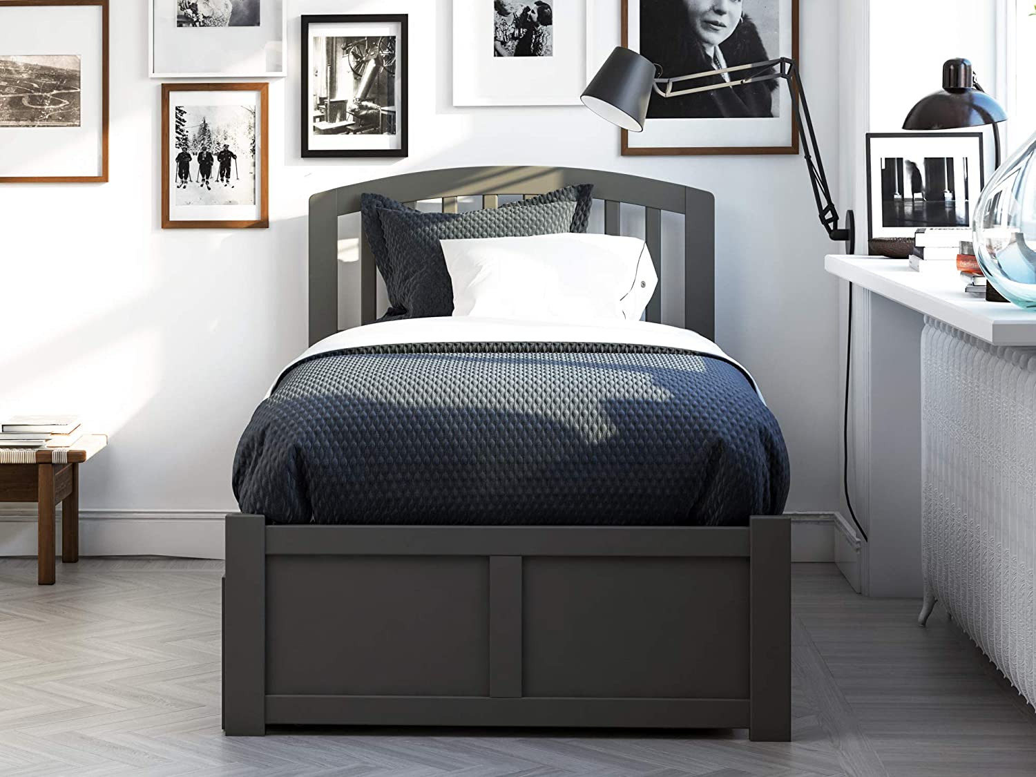 AFI Richmond Platform Flat Panel Footboard and Turbo Charger with Urban Bed Drawers, Twin XL, Grey