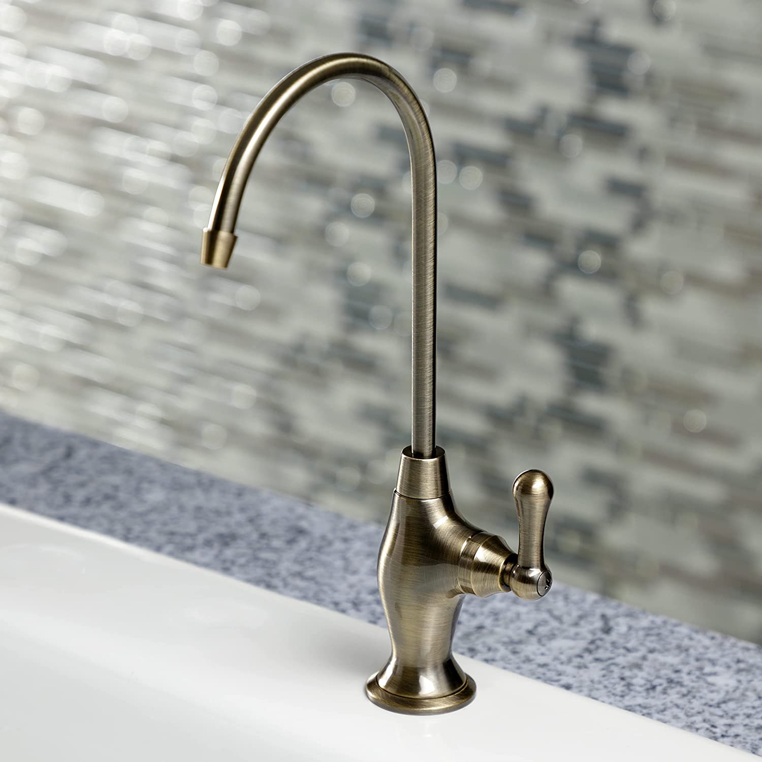 Kingston Brass KS3193AL Restoration Single Handle Water Filtration Faucet, Antique Brass