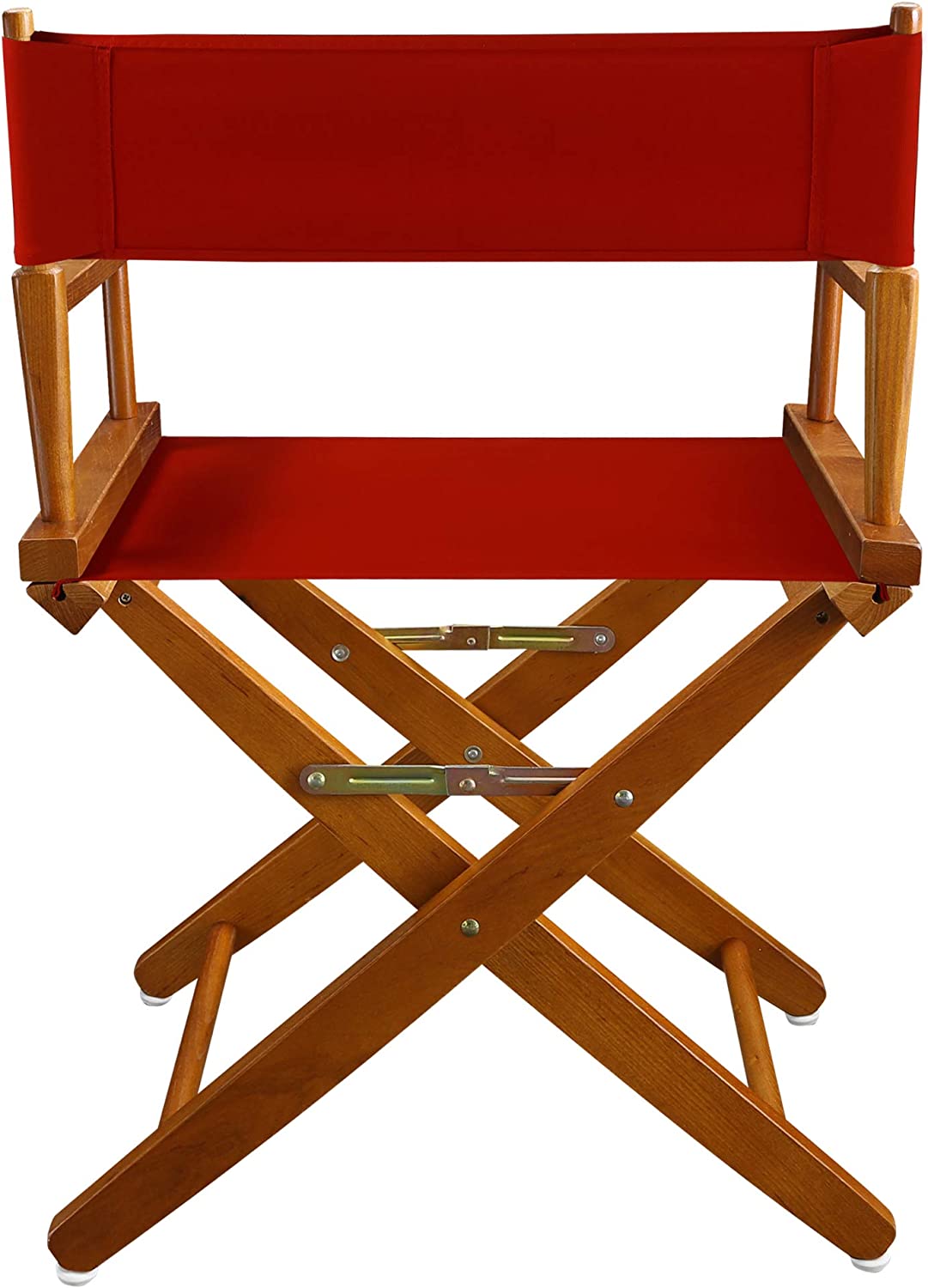 American Trails Extra-Wide Premium 18" Director's Chair Mission Oak Frame with Red Canvas