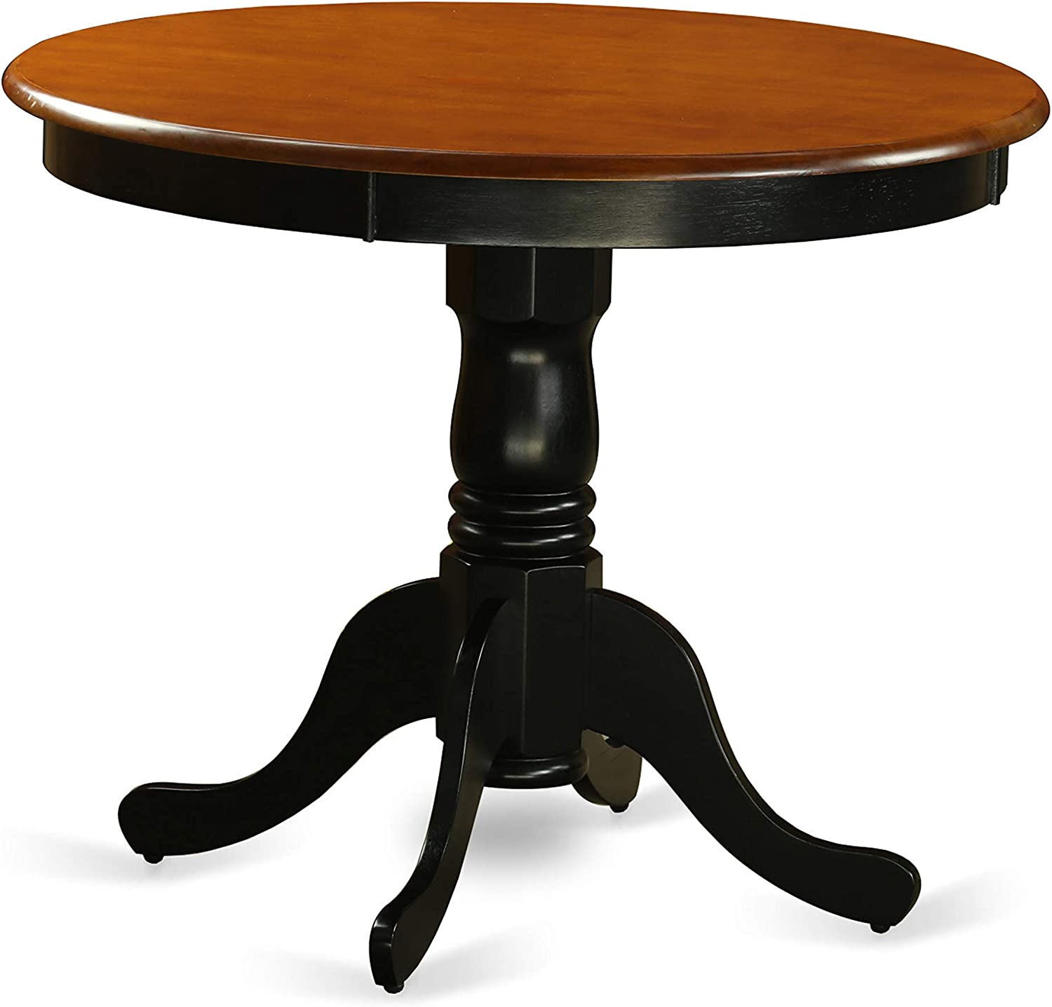 East-West Furniture dining set- 4 Fantastic dining chairs - A Beautiful round dining table- Faux Leather seat and Black Finnish Dining Table