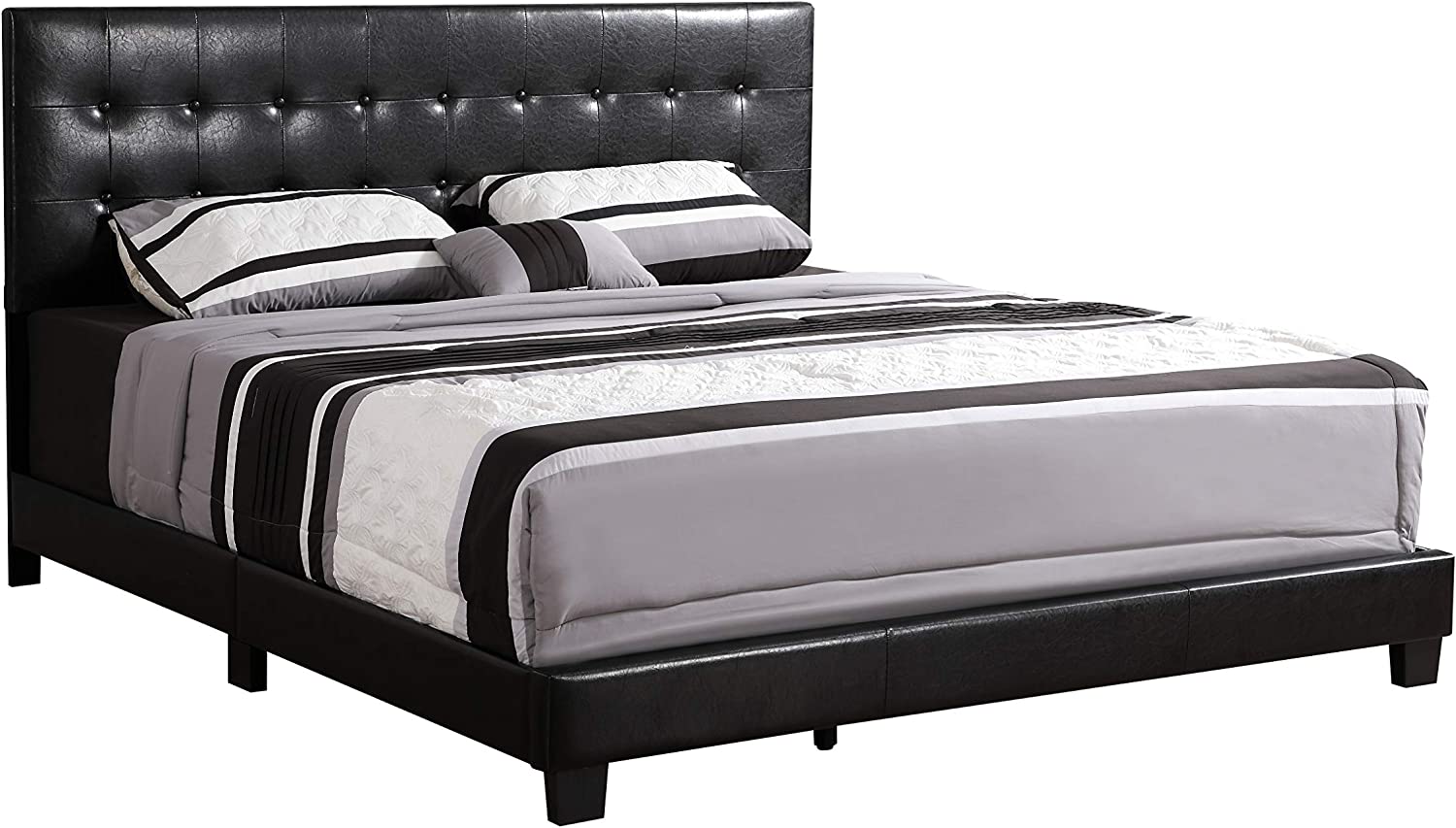 Glory Furniture Caldwell Queen, Black Upholstered bed,