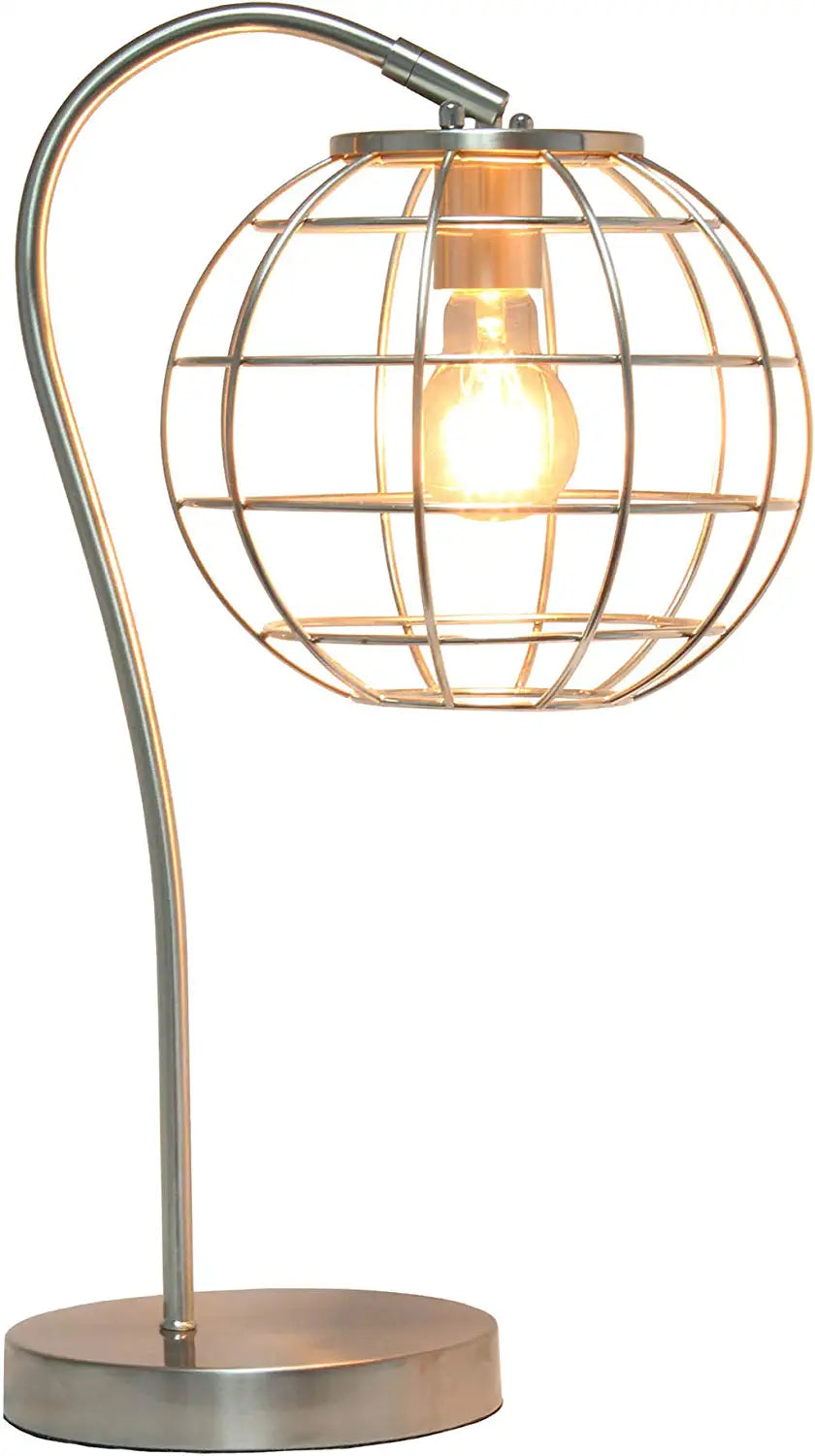 Lalia Home Decorative Arched Metal Cage Table Lamp, Brushed Nickel