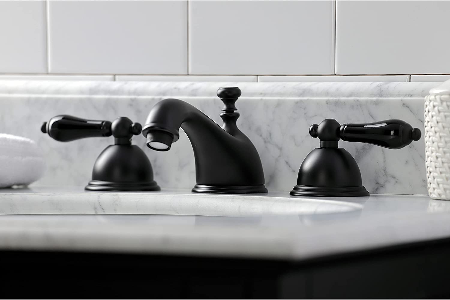 Kingston Brass KS3960PKL Duchess Widespread Bathroom Faucet, Matte Black