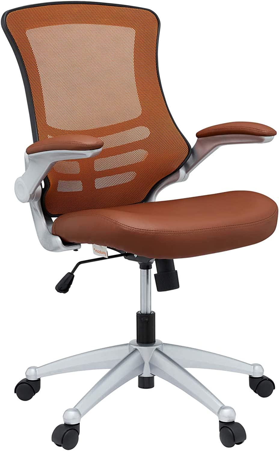 Modway Attainment Mesh Vinyl Modern Office Chair in Tan