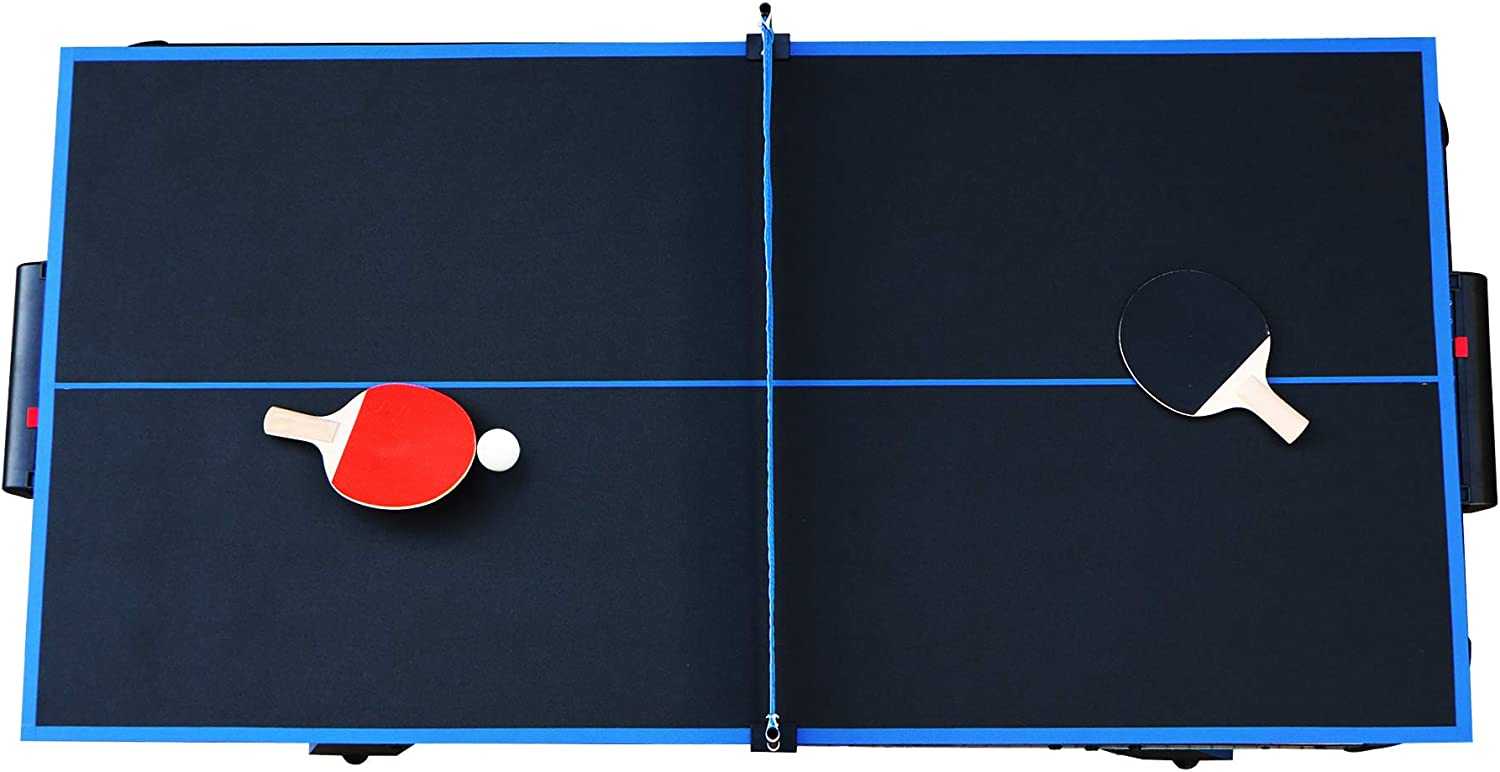 Hathaway Bandit 5-Ft Air Hockey and Table Tennis Multigame Table, Great for Family Game Rooms, Includes Strikers, Pucks, Paddles, Balls and net/Post Set