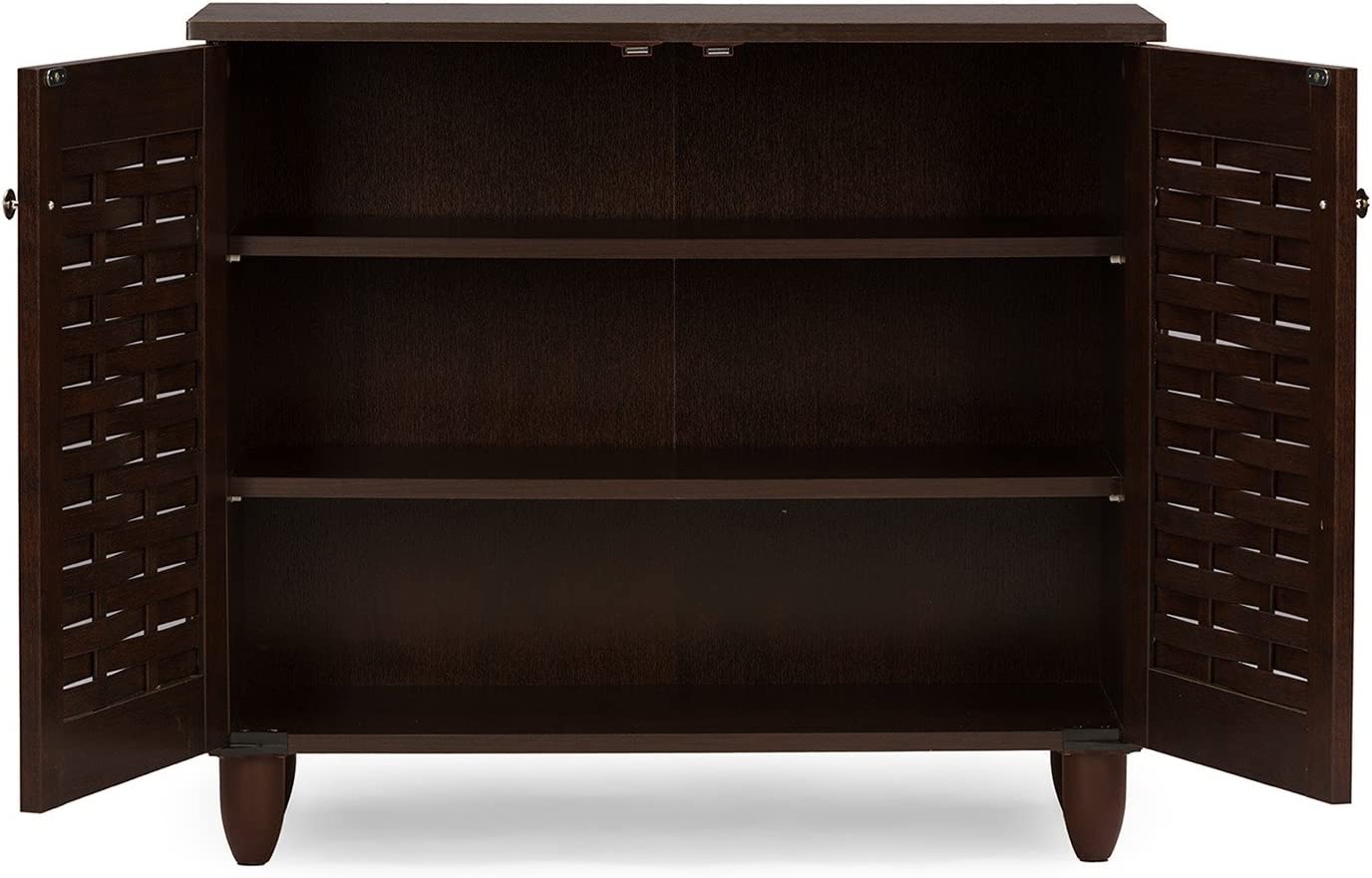 Wholesale Interiors Baxton Studio Winda Modern and Contemporary 2-Door Dark Brown Wooden Entryway Shoes Storage Cabinet -