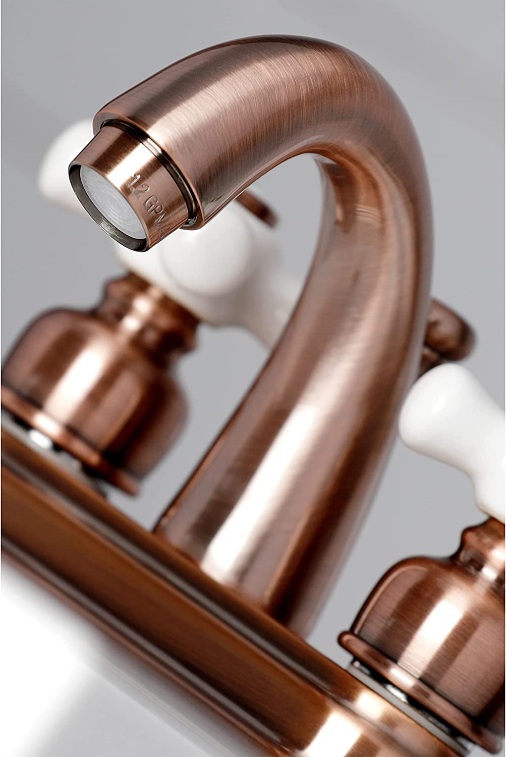 Kingston Brass KB561PXAC Restoration 4&#34; Centerset Bathroom Faucet, Antique Copper