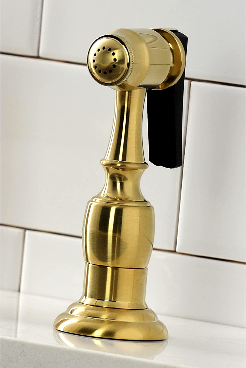 Kingston Brass KS1277AXBS Heritage 8-Inch Kitchen Faucet with Brass Sprayer, Brushed Brass