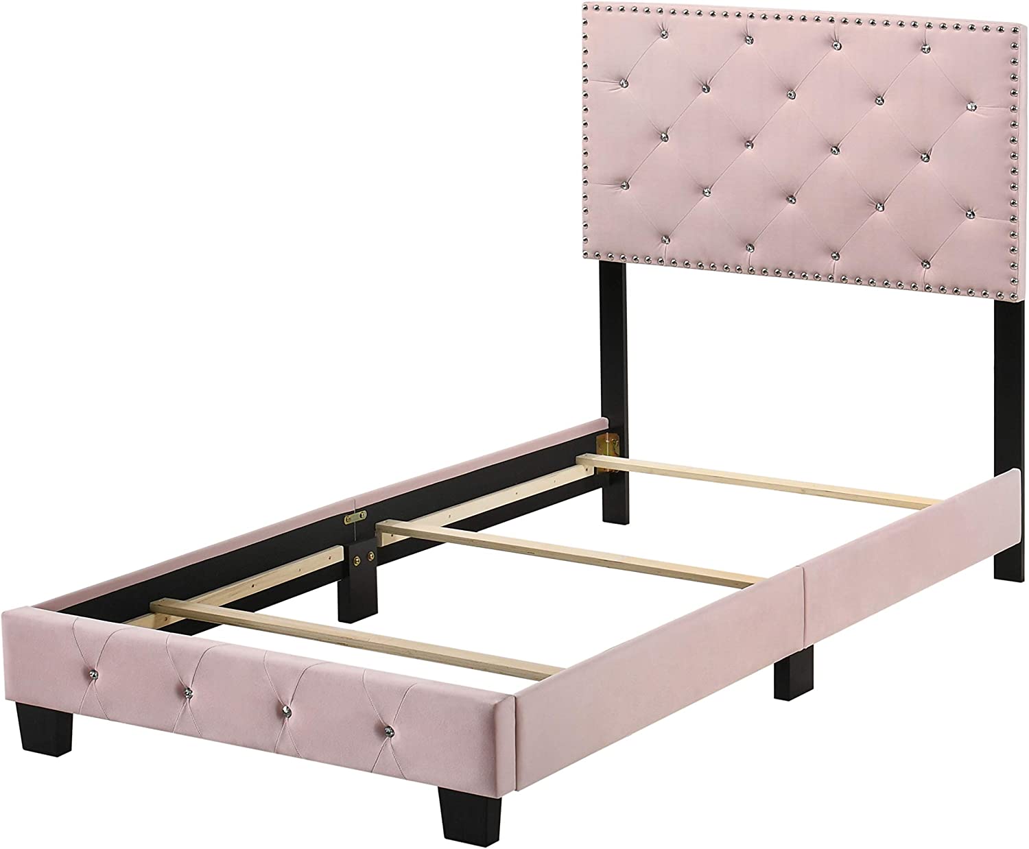 Glory Furniture Suffolk , Pink Twin Bed, 47&#34;H X 42&#34;W X 77&#34;D,