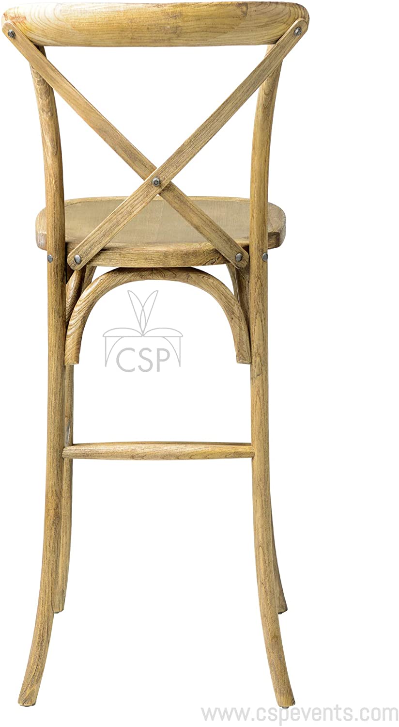 Commercial Seating Products Rustic Tinted Raw Crossback Bar Stool Chairs