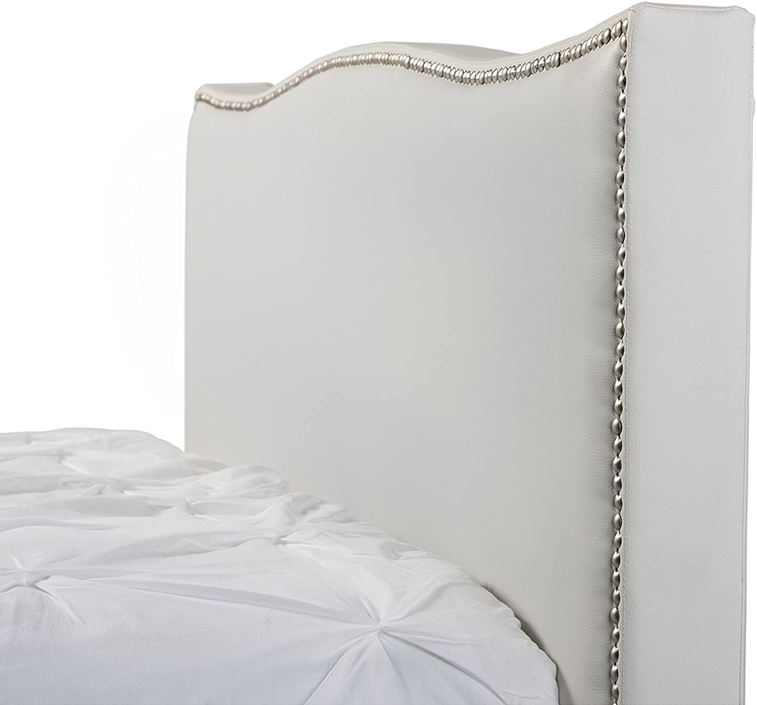 Baxton Studio Battersby White Modern Bed with Upholstered Headboard - Queen Size