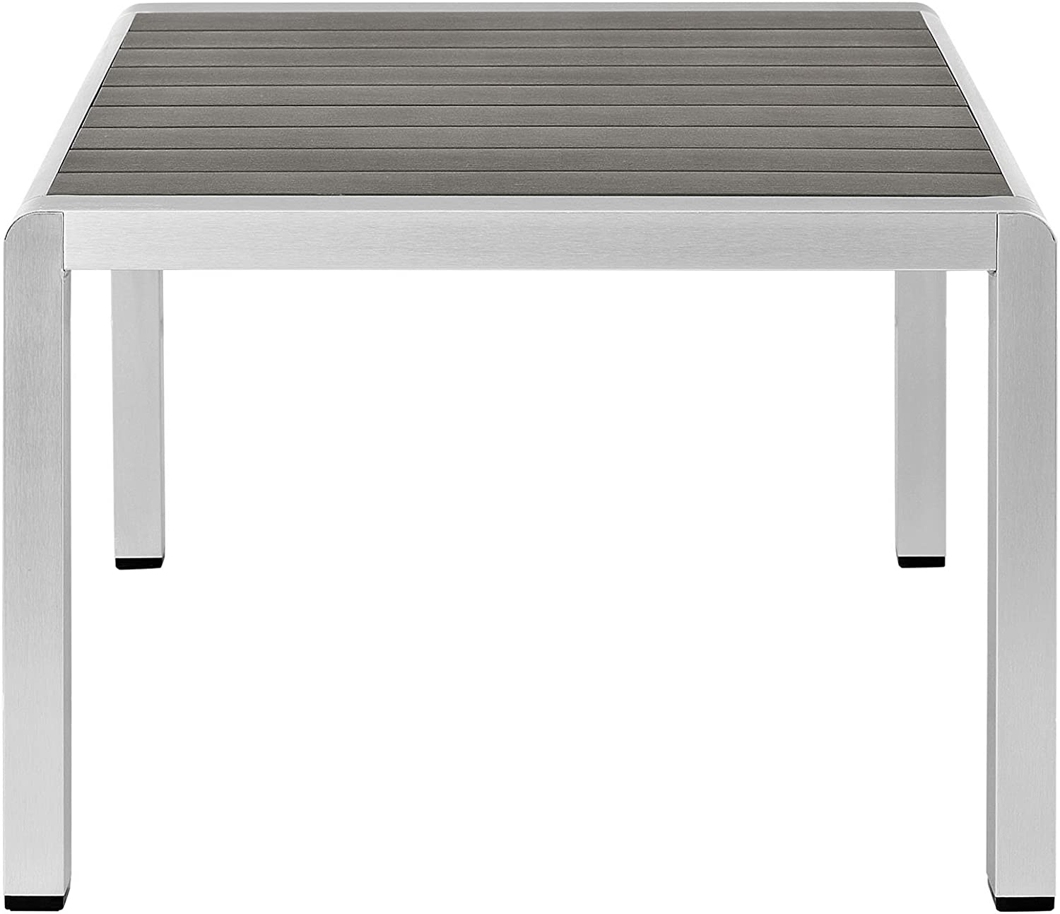 Modway Shore Aluminum Outdoor Patio Coffee Table in Silver Gray