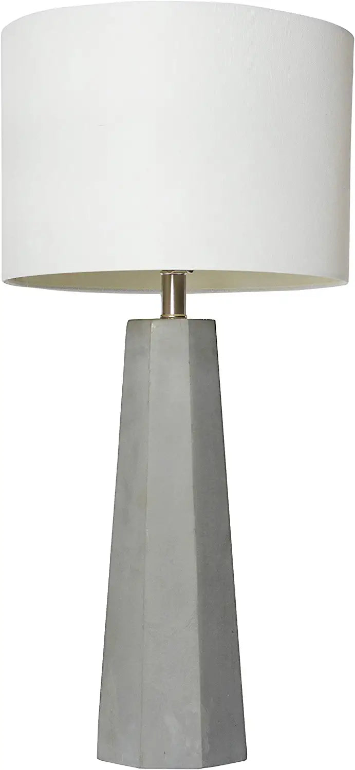 Elegant Designs LT3324-WHT Concrete Fabric Shade Table Lamp, White