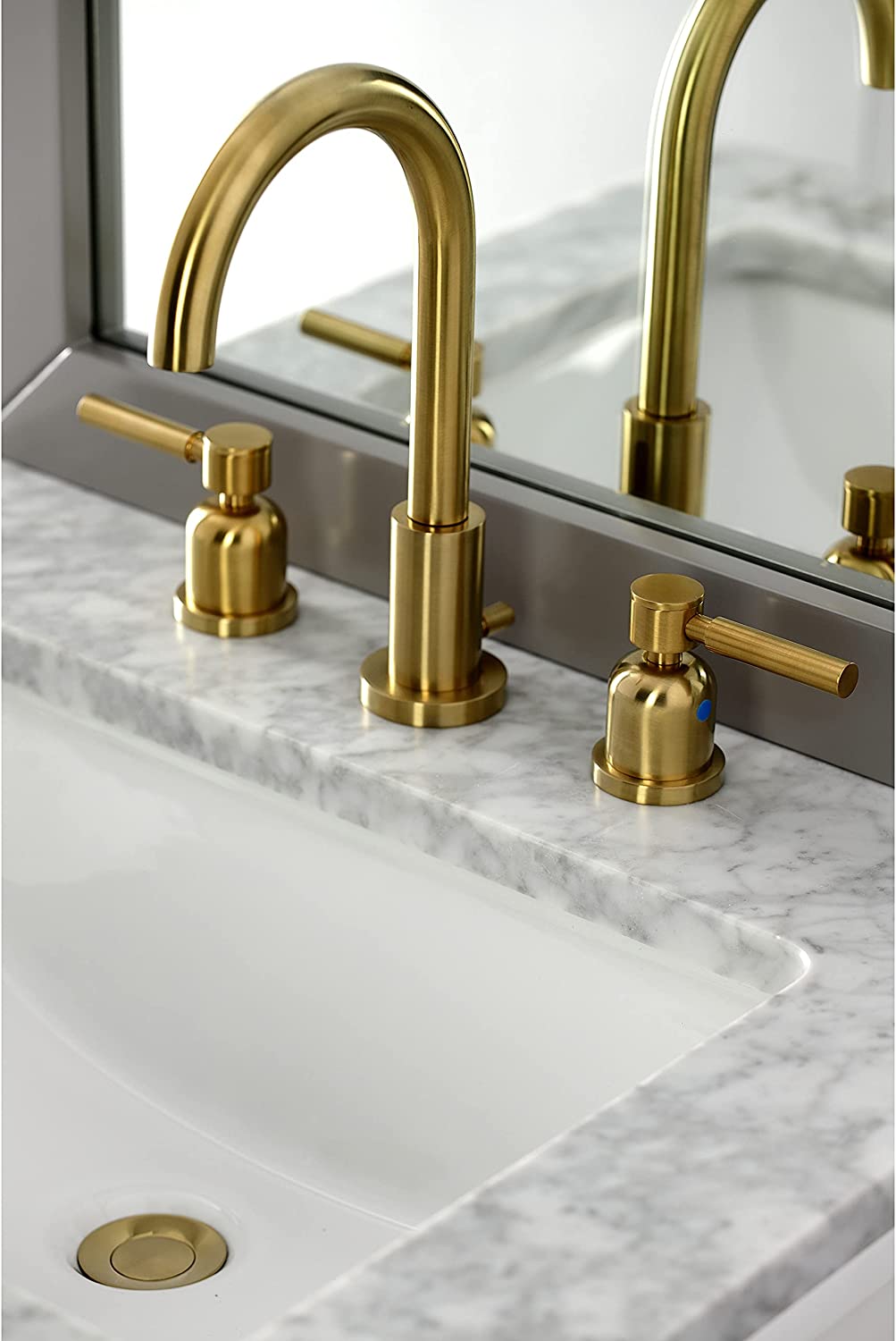 Kingston Brass FSC8929DL Concord Widespread Bathroom Faucet, 5-3/8 Inch in Spout Reach, Polished Nickel