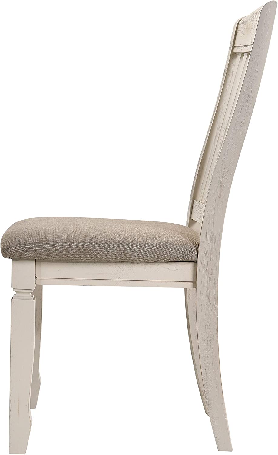 Acme Furniture Fedele Side Chair, Tan Fabric &amp; Cream Finish