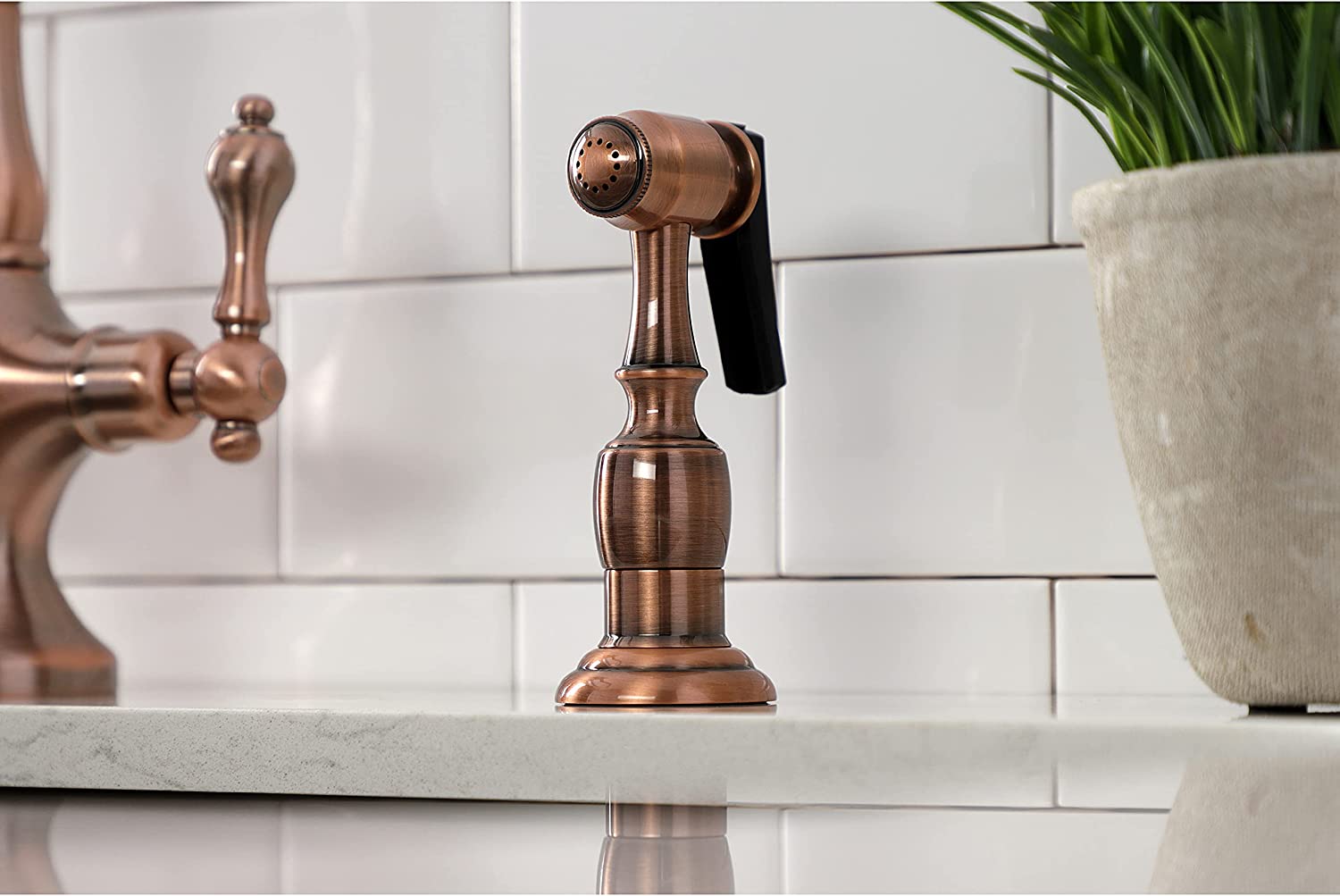 Kingston Brass KS177ALBSAC Heritage Kitchen Faucet, Antique Copper