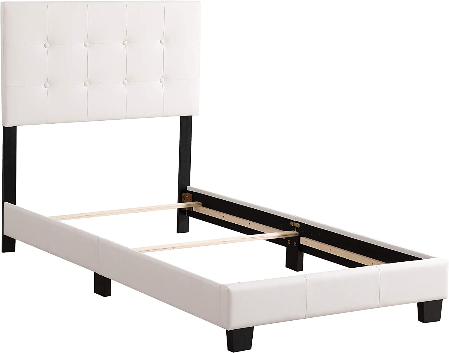 Glory Furniture Caldwell Twin, White Upholstered bed,