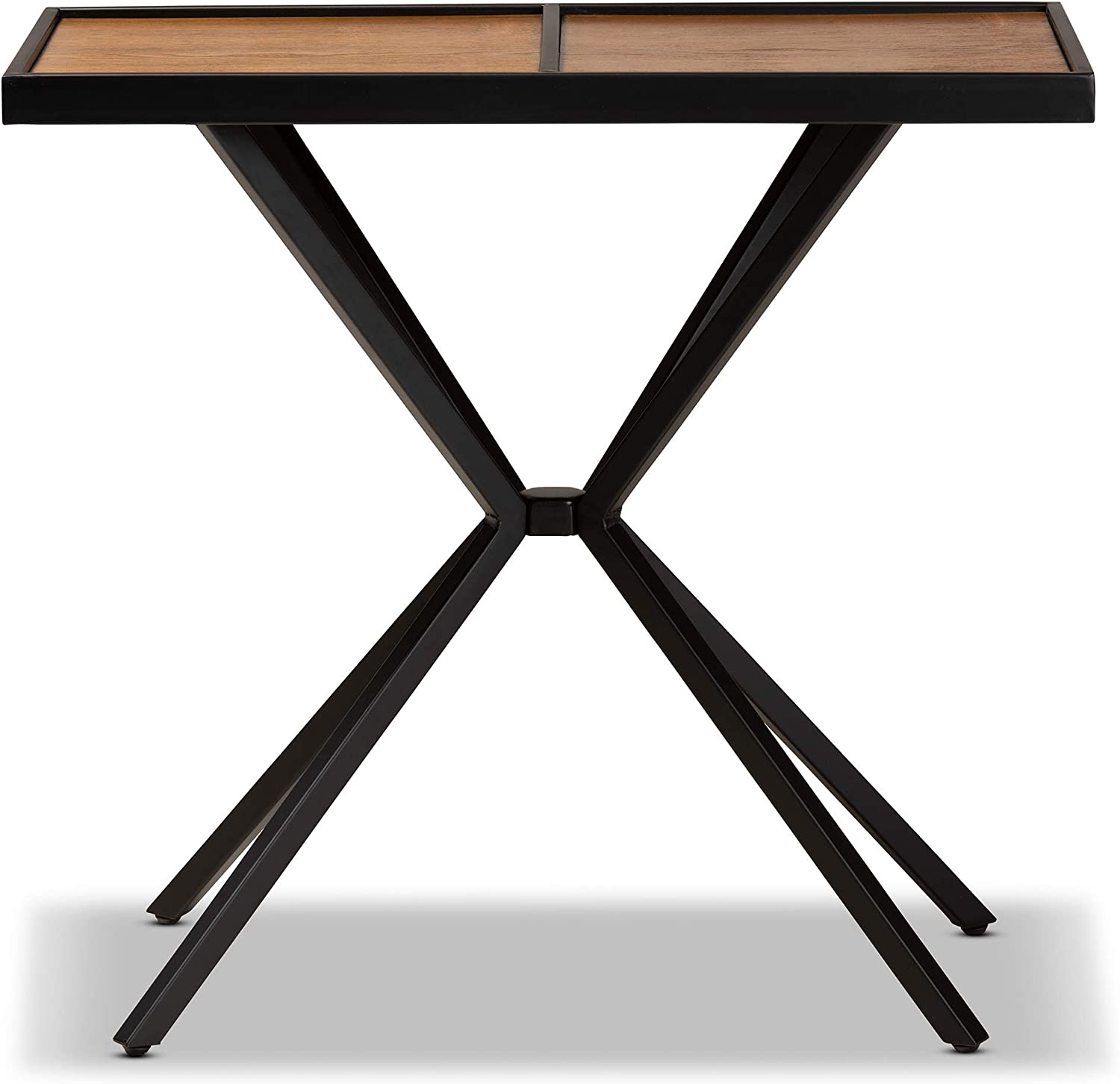 Baxton Studio Carlo Modern and Contemporary Walnut Finished Wood and Gold Finished Metal Console Table