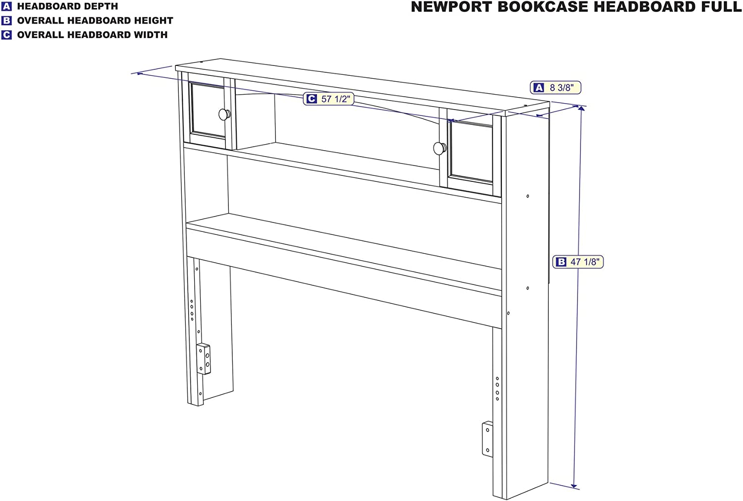 Atlantic Furniture Newport Bookcase Headboard, Full, Espresso