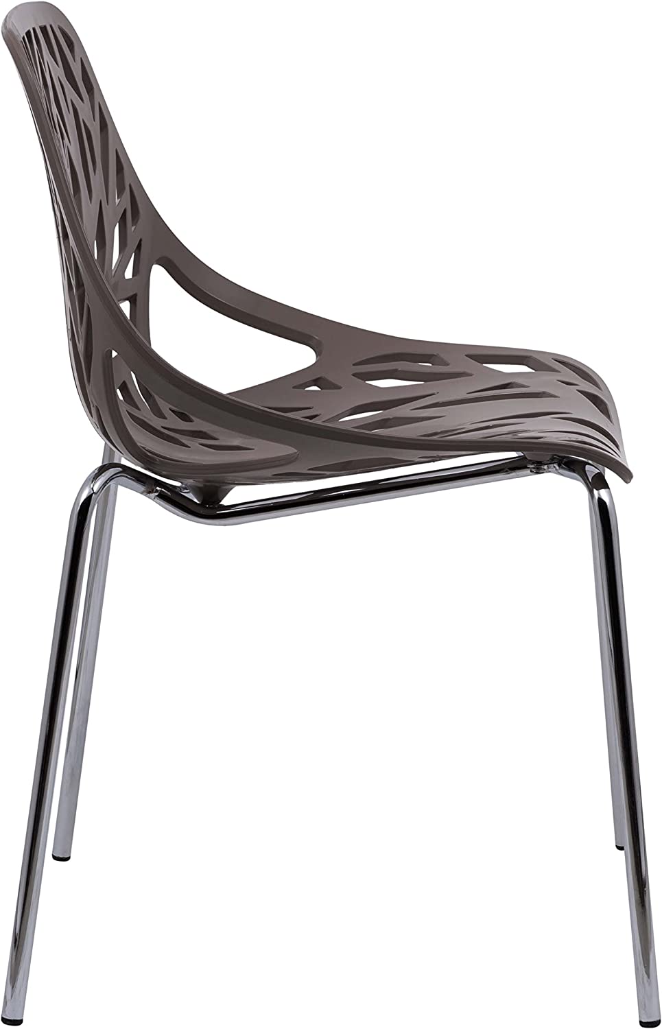 LeisureMod Forest Modern Dining Chair with Chromed Legs in White