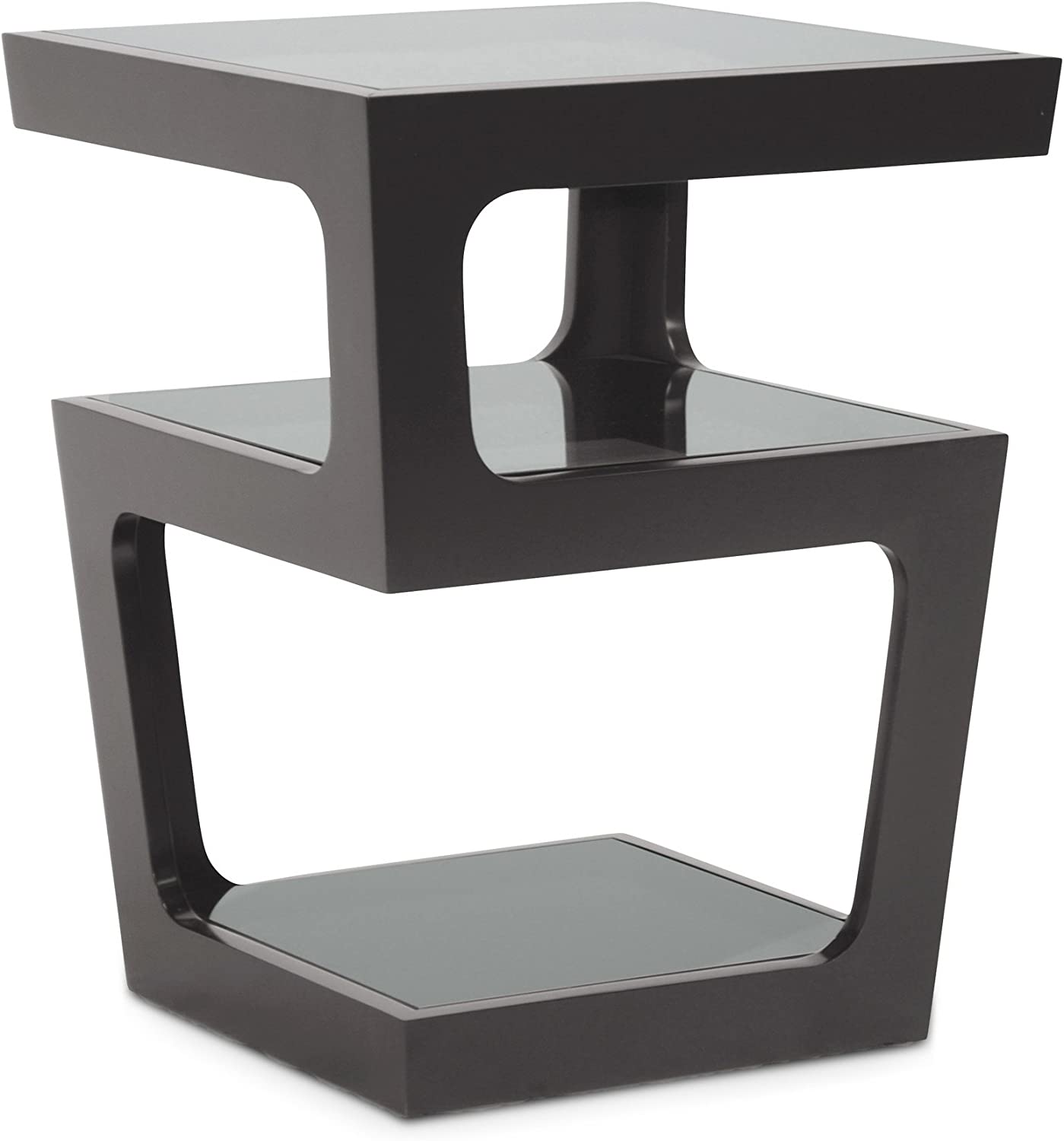 Baxton Studio Clara Modern End Table with 3-Tiered Glass Shelves, Black