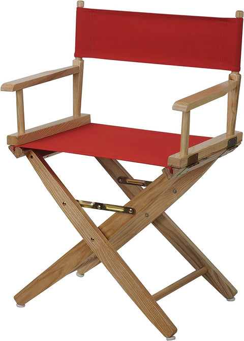 Extra-Wide Premium 18 Directors Chair Natural Frame W/Red Color Cover