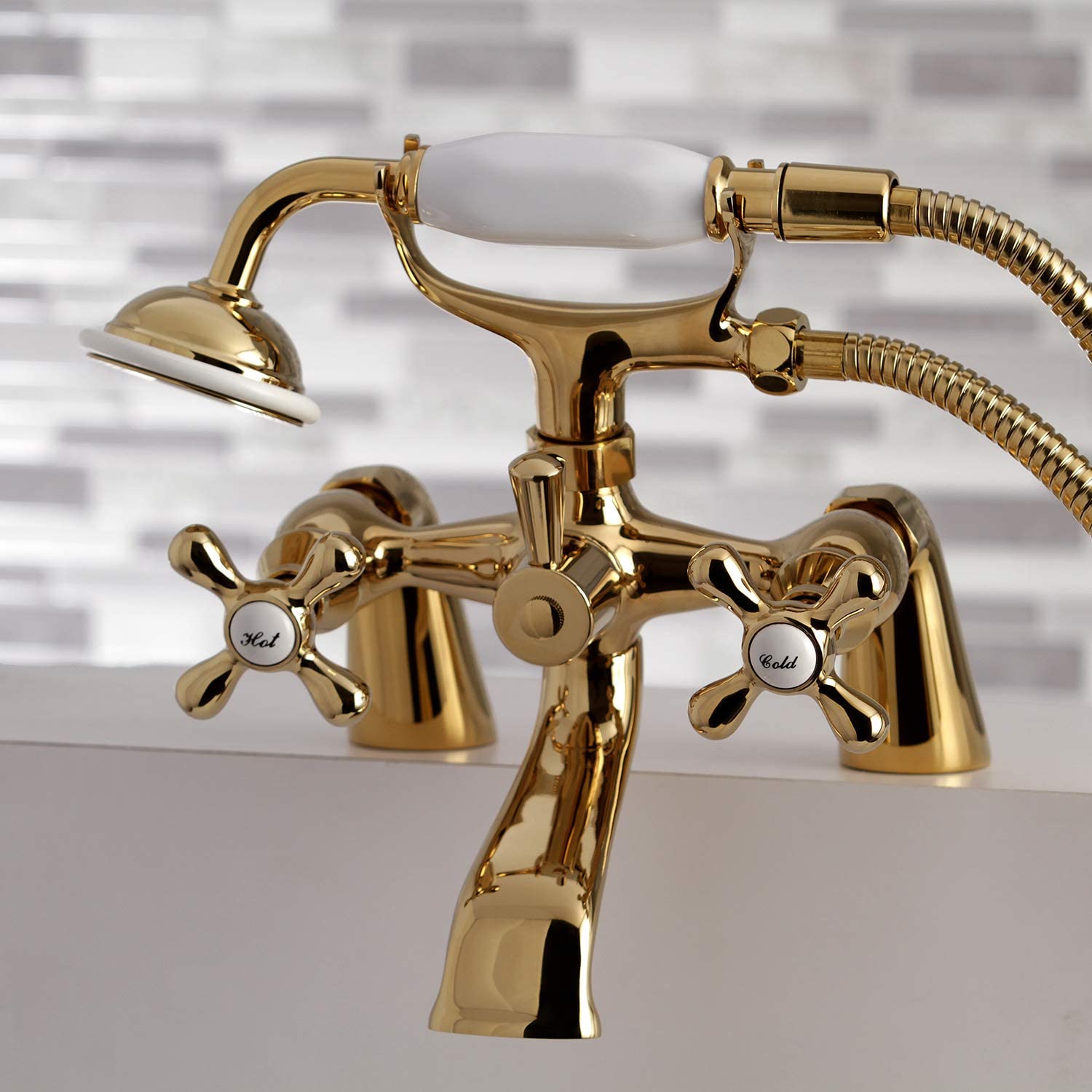 Kingston Brass KS267SB Kingston Clawfoot Tub Faucet, 4-5/8&#34; x 4-5/16&#34; (L) x 6-9/16&#34; (W) x 7-1/16&#34; (H), Brushed Brass