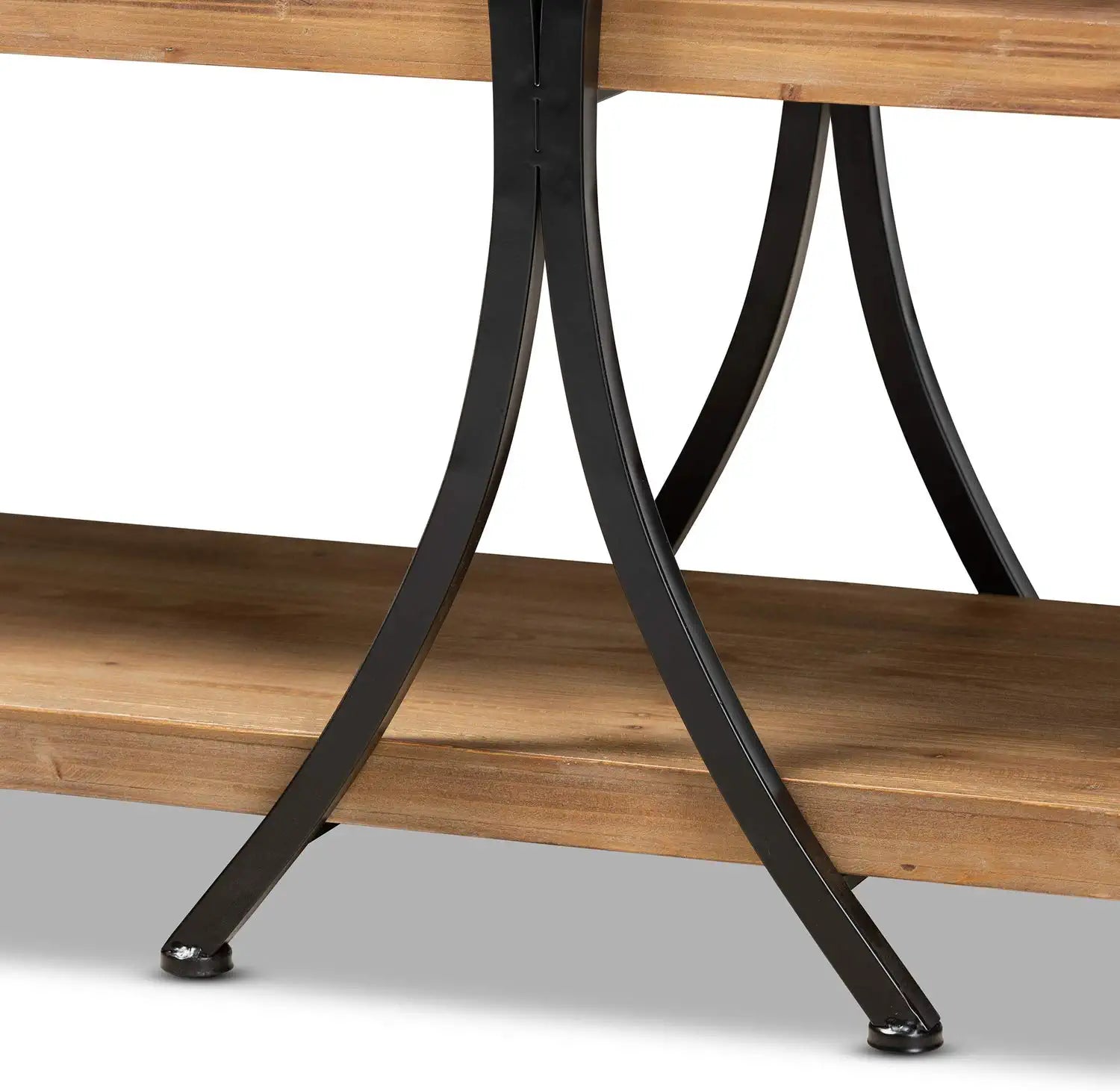 Baxton Studio Terrell Modern Rustic and Industrial Natural Brown Finished Wood and Black Finished Metal Console Table