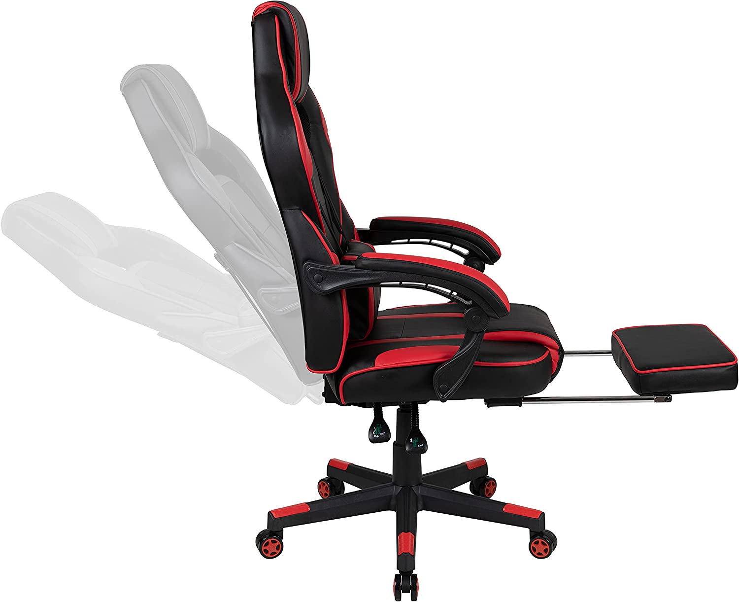 Flash Furniture Red Gaming Desk with Cup Holder/Headphone Hook & Red Reclining Back/Arms Gaming Chair with Footrest