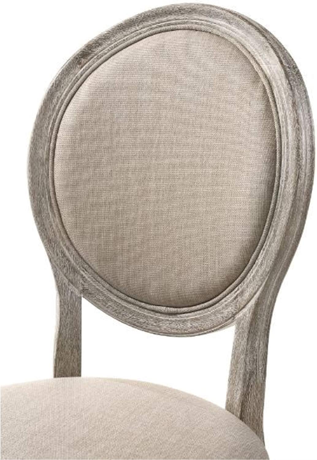 Acme Furniture Faustine Side Chair, Tan Fabric &amp; Salvaged Light Oak Finish