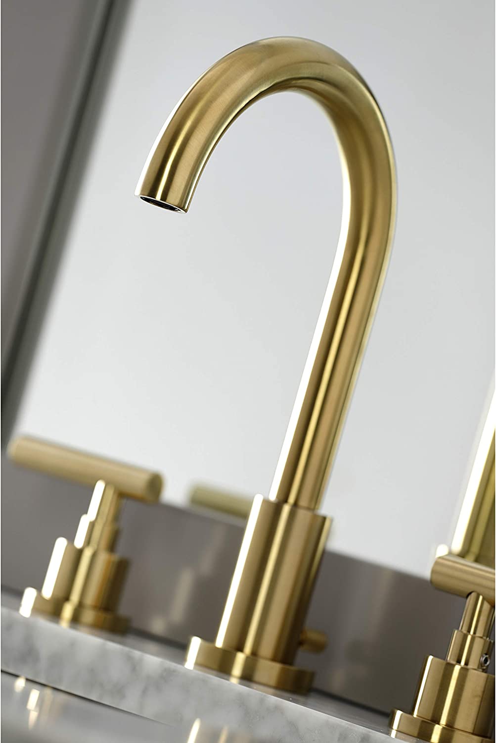 Kingston Brass FSC8923CML Manhattan Widespread Bathroom Faucet, Brushed Brass