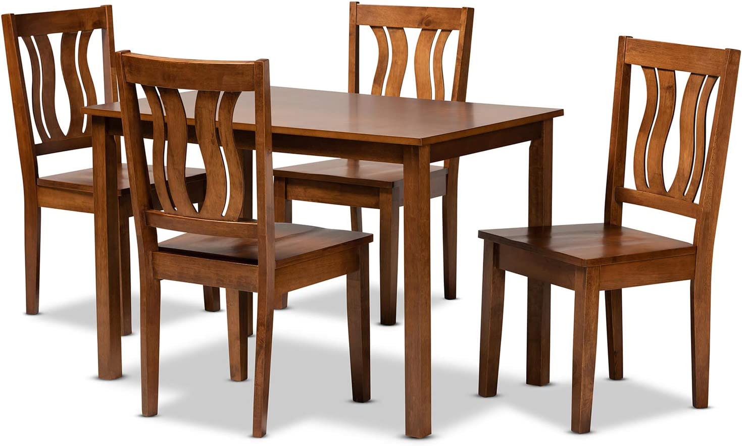 Baxton Studio Zamira Modern and Contemporary Transitional Walnut Brown Finished Wood 5-Piece Dining Set