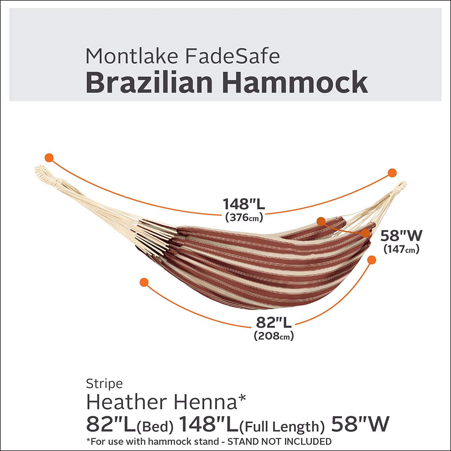 Classic Accessories Montlake FadeSafe Brazilian Hammock, Heather Henna/Antique Beige