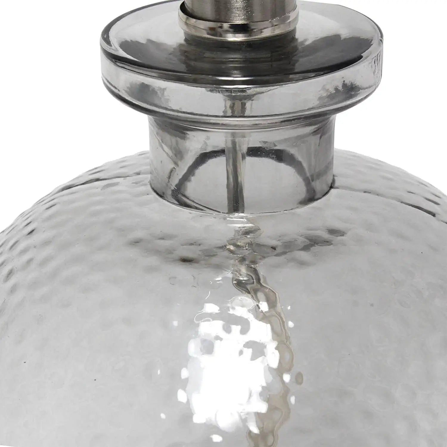 Lalia Home Contemporary Smokey Gray Hammered Glass Jar Table Lamp with White Linen Shade
