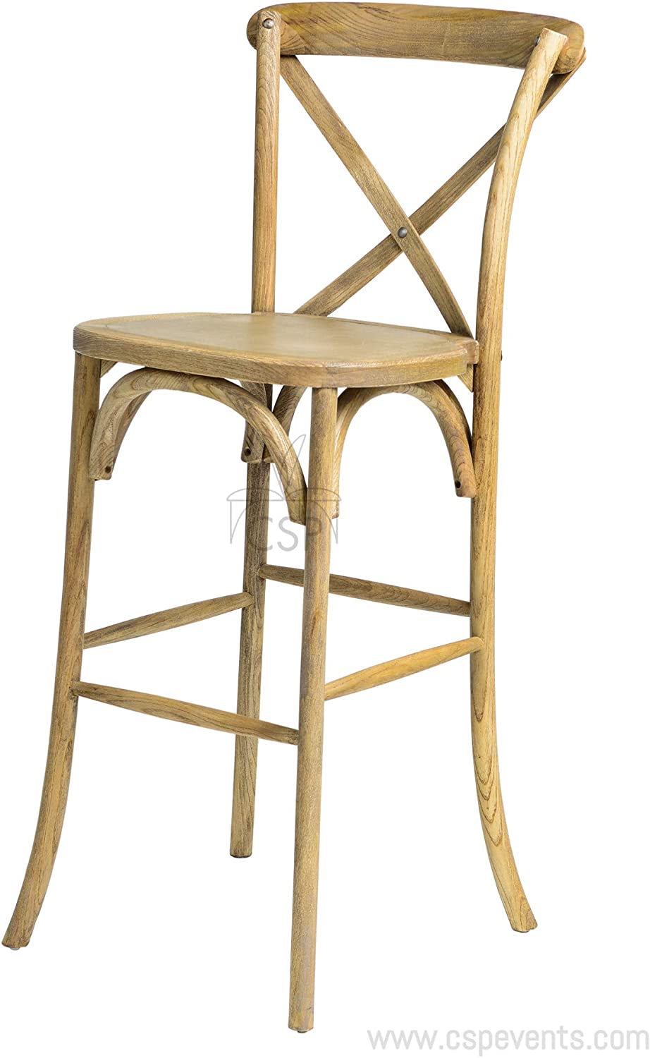 Commercial Seating Products Rustic Tinted Raw Crossback Bar Stool Chairs