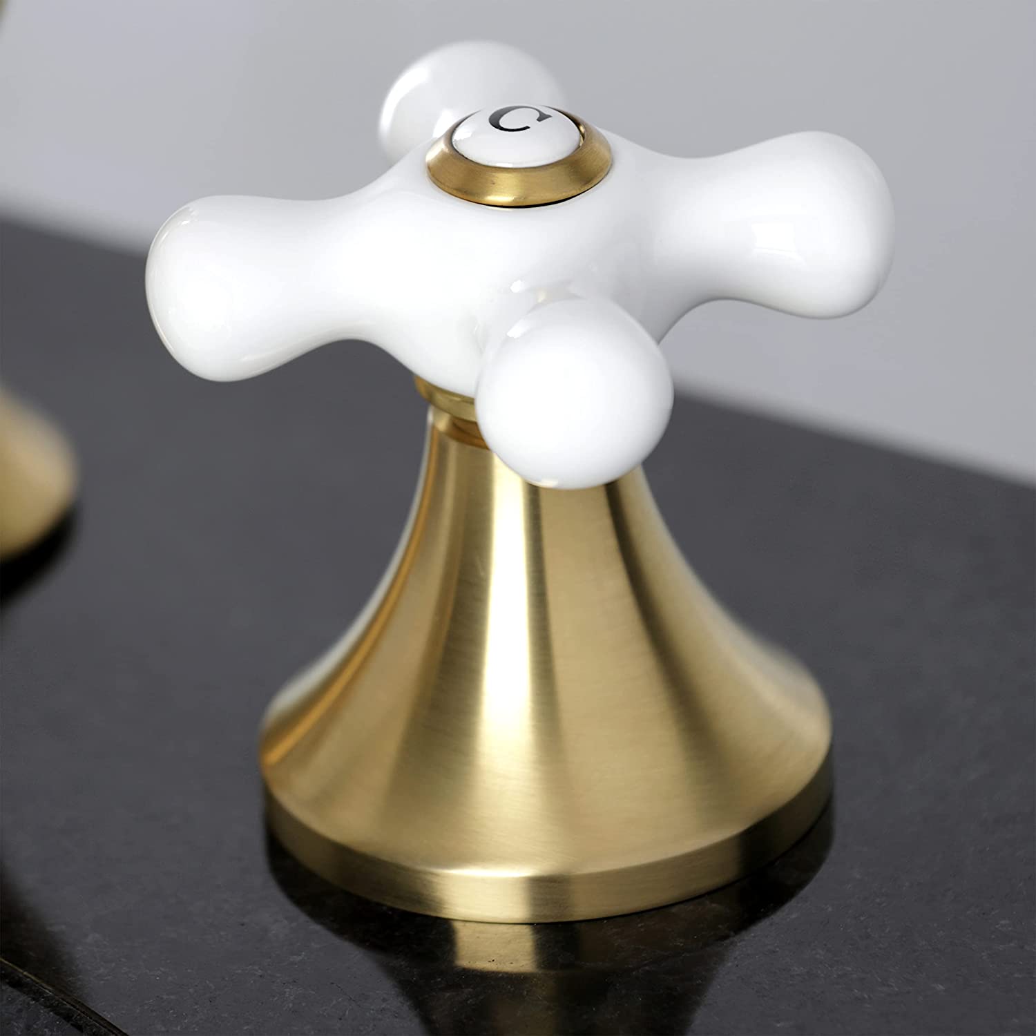 Kingston Brass KC7067PX Vintage 8 in. Widespread Bathroom Faucet, Brushed Brass