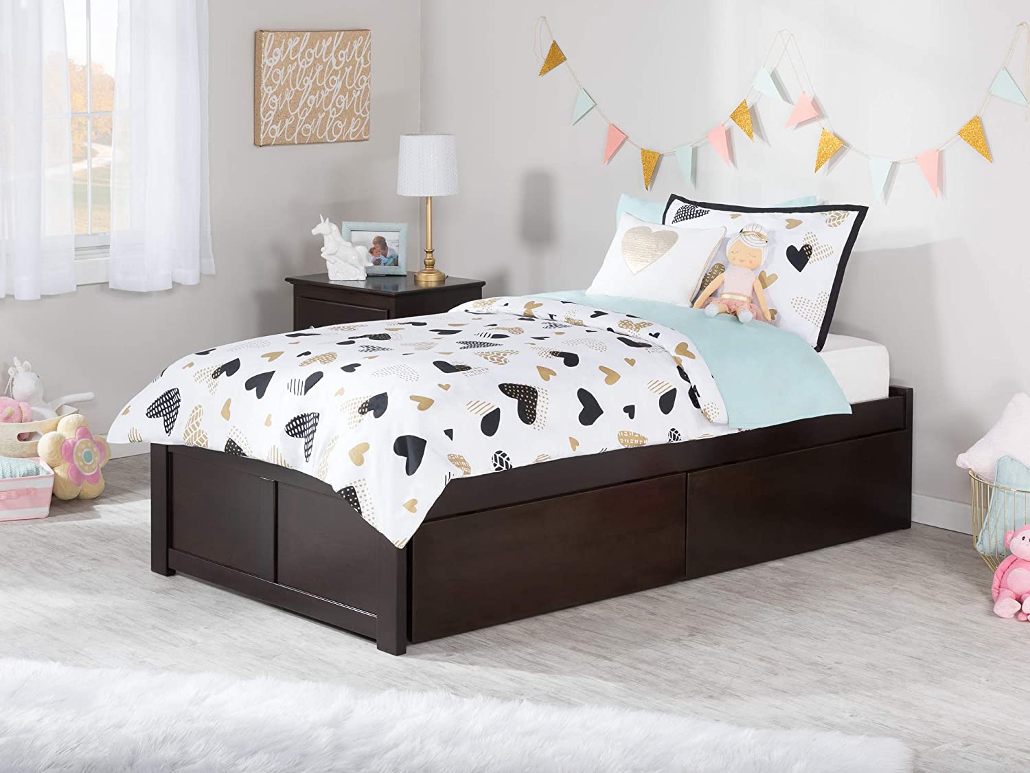 AFI 1 Concord Platform 2 Urban Bed Drawers, Twin XL, Espresso