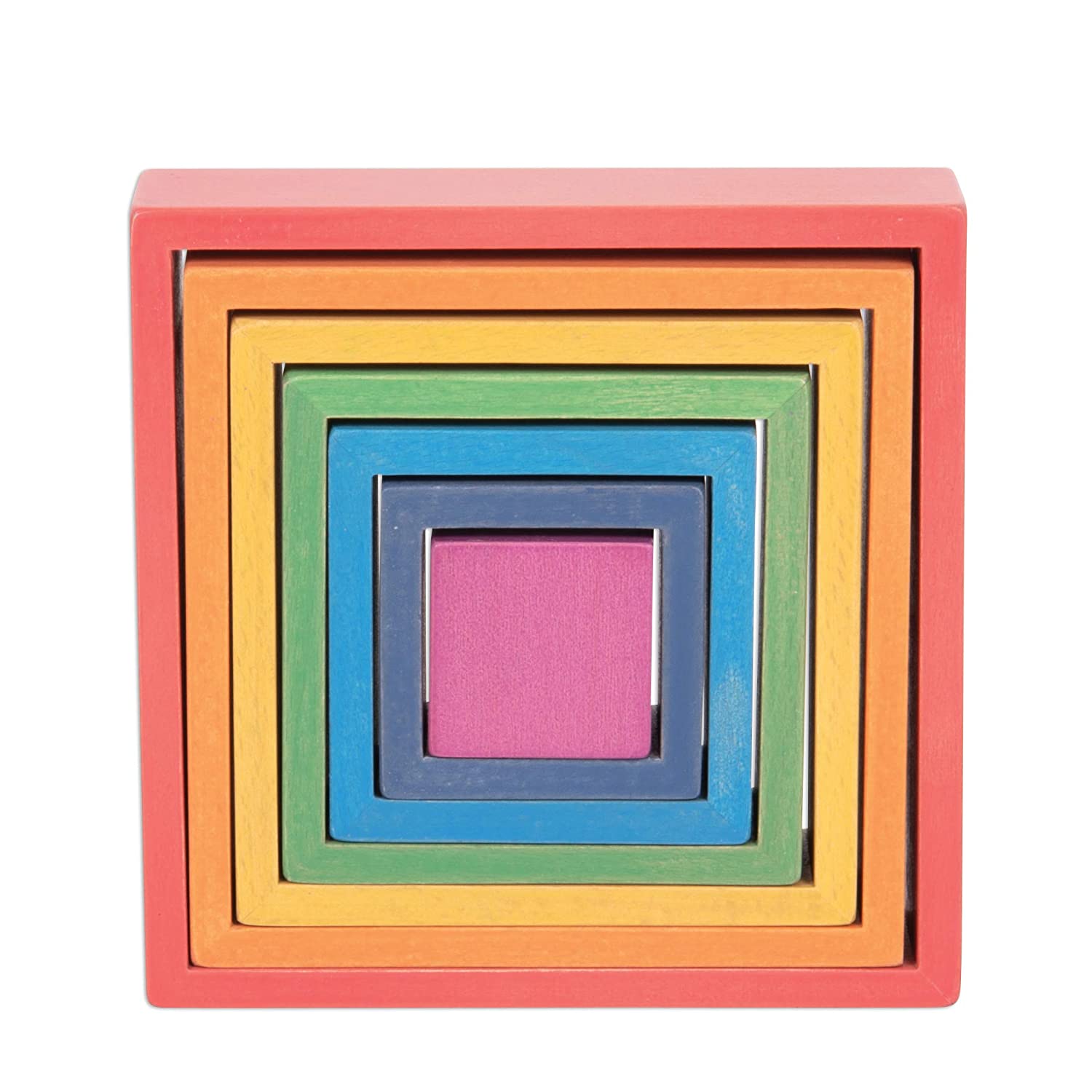 TickiT - 73416 Wooden Rainbow Architect Squares - Nesting Puzzle - Stacking Blocks for Ages 12M+