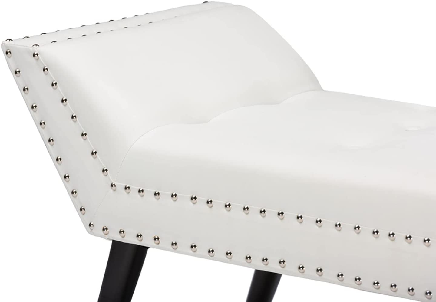 Baxton Studio Wholesale Interiors Tamblin Modern and Contemporary Faux Leather Upholstered Large Ottoman Seating Bench, White