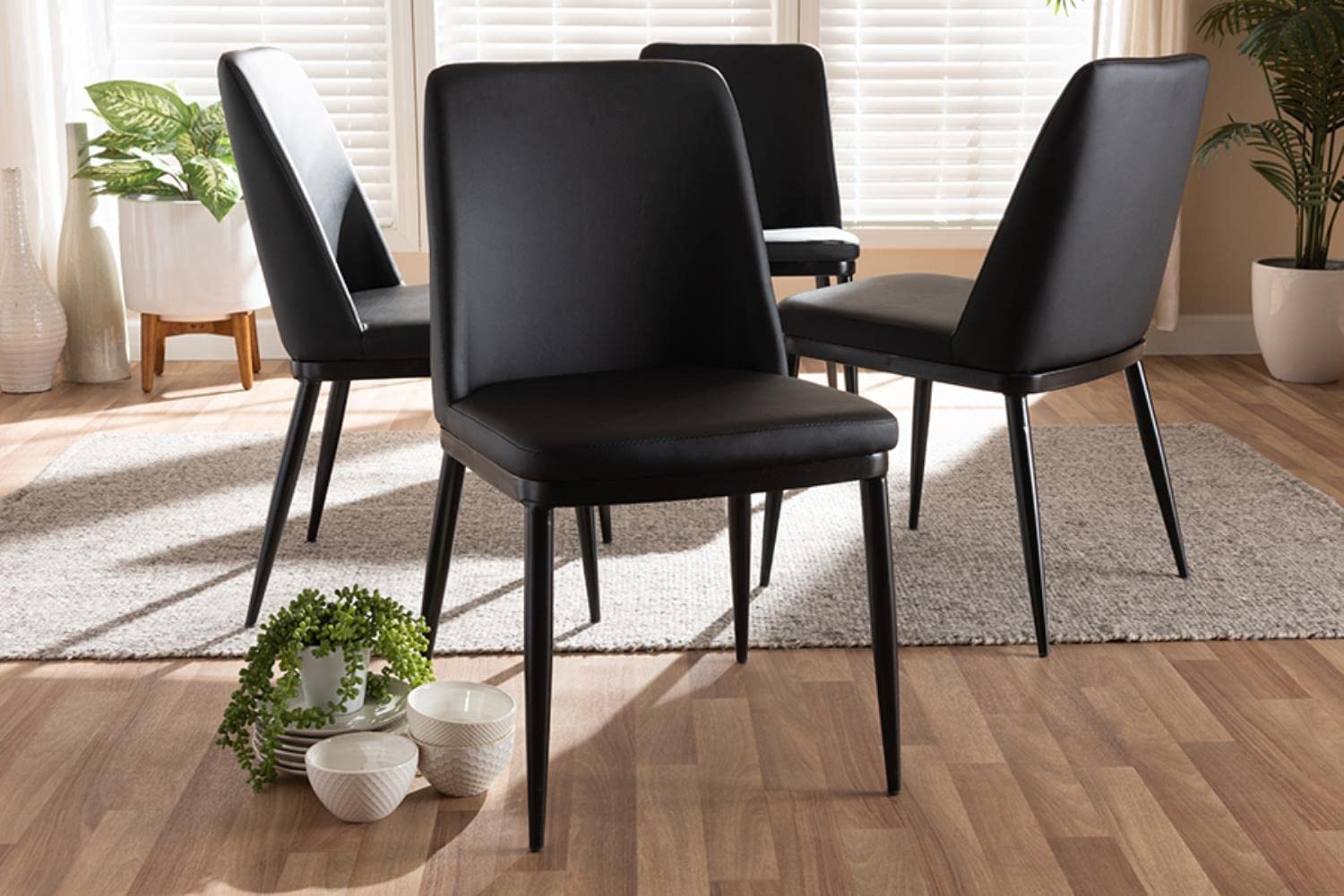 Baxton Studio Darcell Modern and Contemporary Black Faux Leather Upholstered Dining Chair