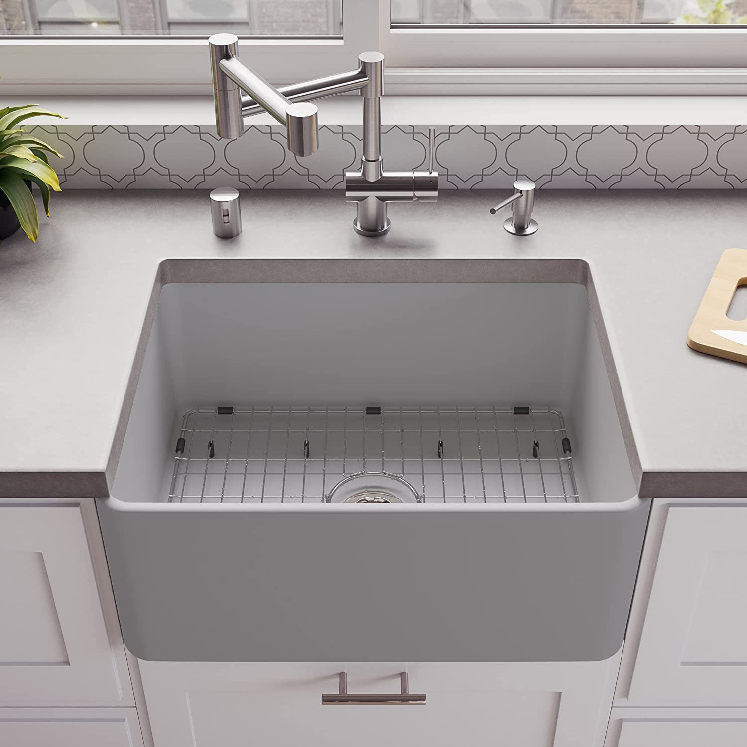 ALFI brand ABF2418-GM Kitchen Sink, Grey Matte