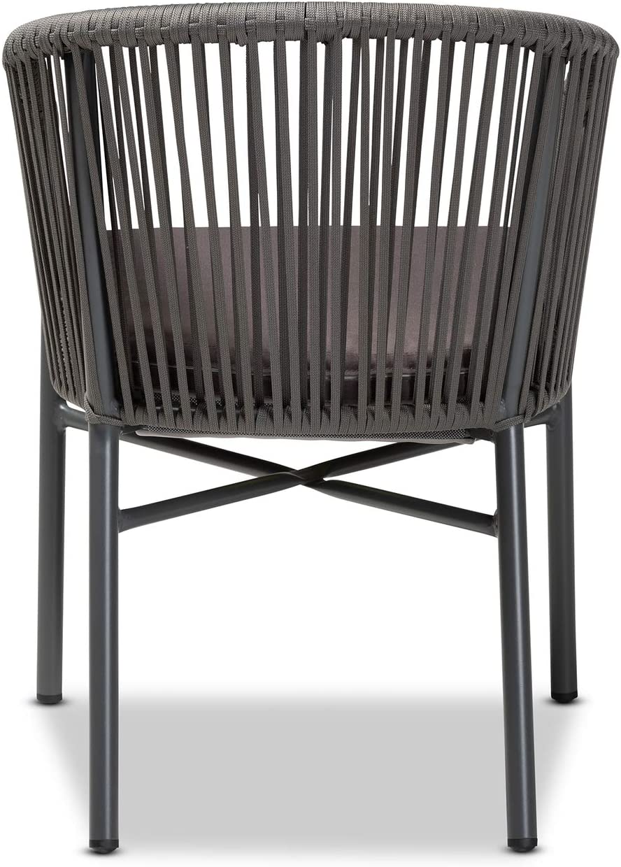 Baxton Studio Marcus Modern and Contemporary Grey Finished Rope and Metal Outdoor Dining Chair