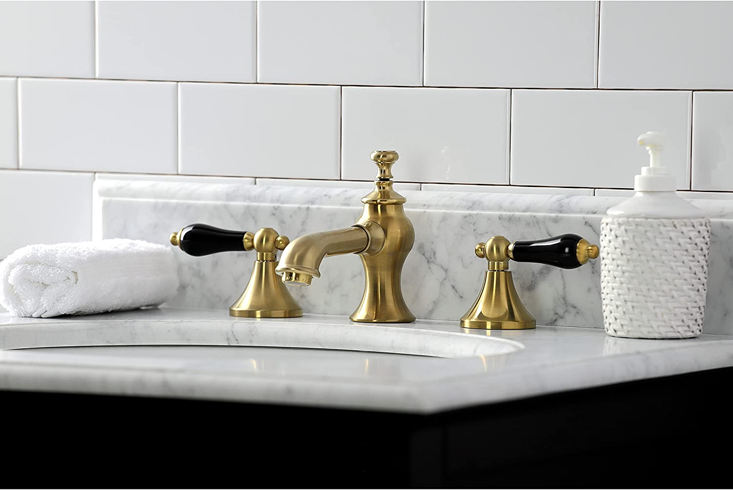 Kingston Brass KC7067PKL Duchess Widespread Bathroom Faucet, Brushed Brass