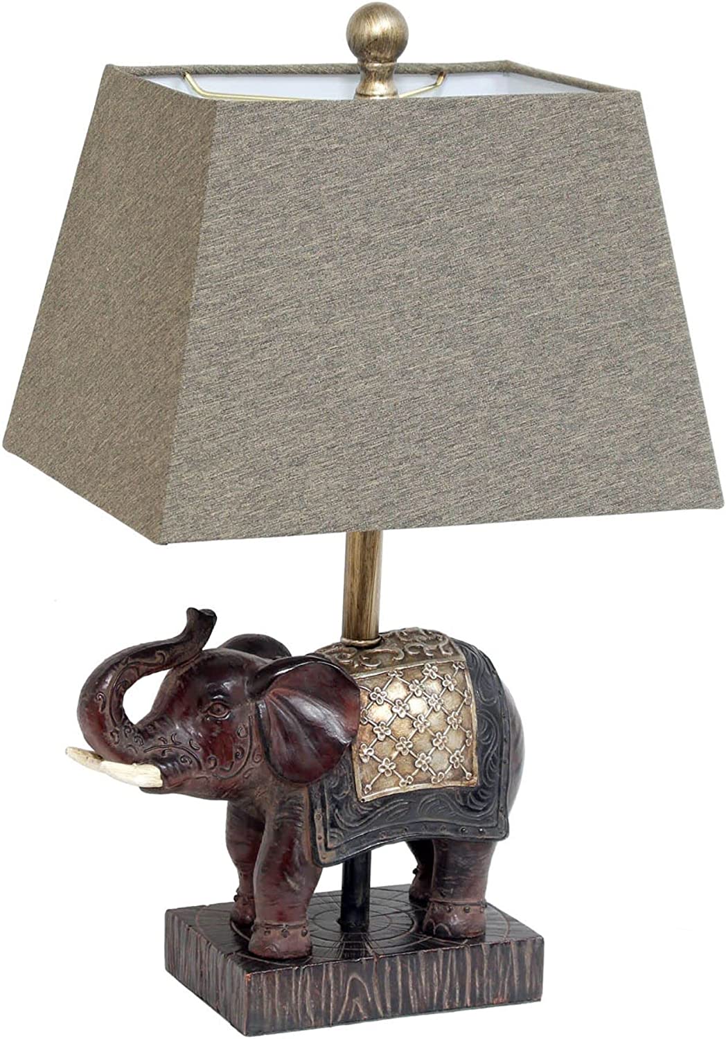 Lalia Home Traditional Elephant Table Lamp with Fabric Shade