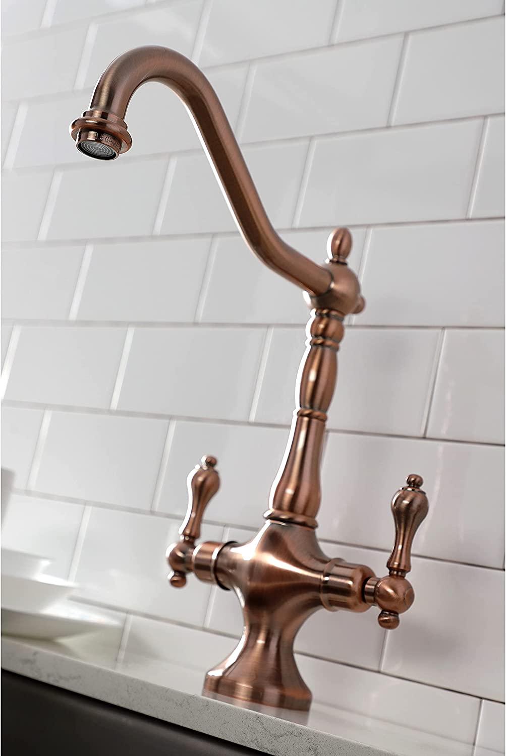 Kingston Brass KS177ALBSAC Heritage Kitchen Faucet, Antique Copper