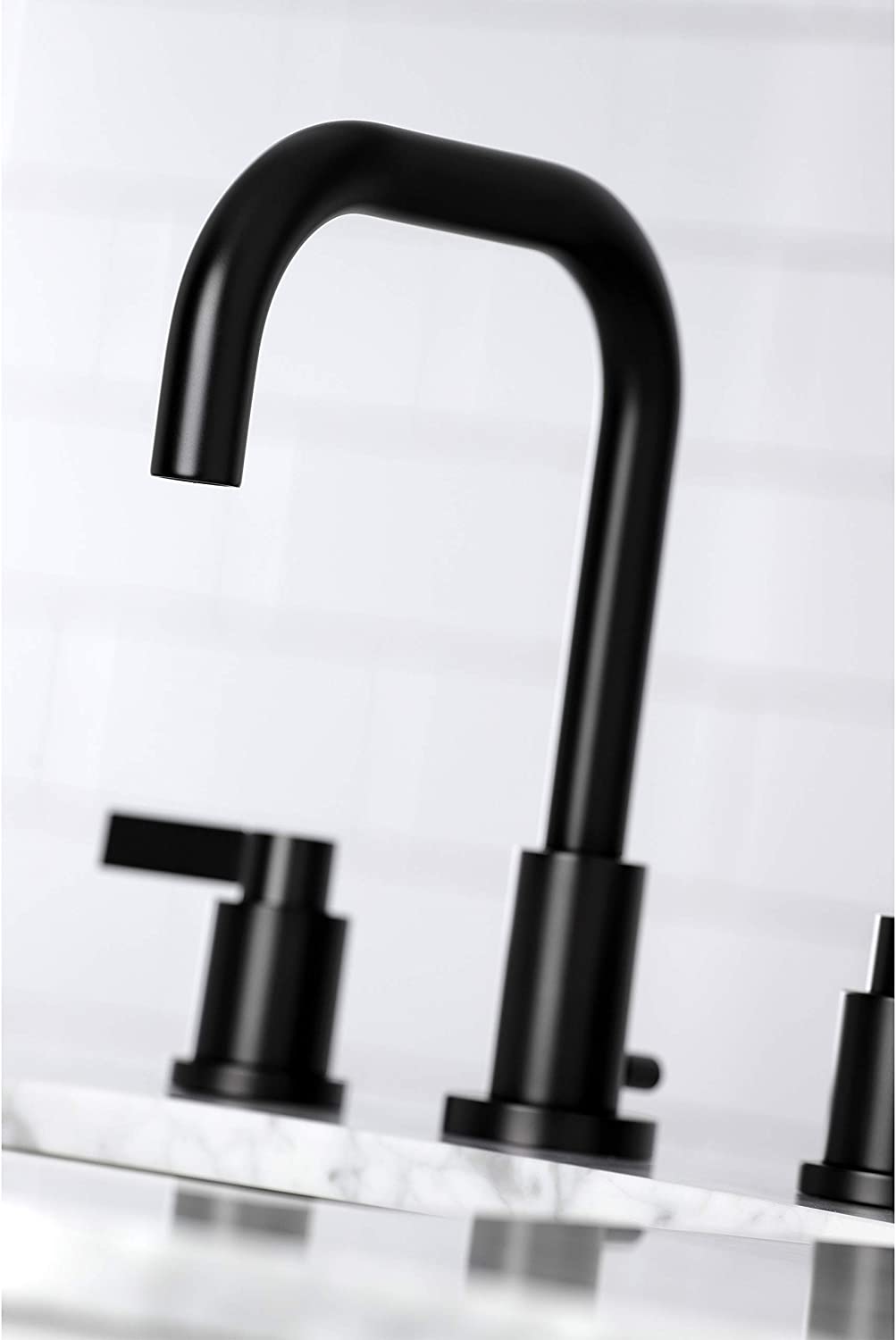 Kingston Brass FSC8930NDL NuvoFusion Widespread Bathroom Faucet, Matte Black