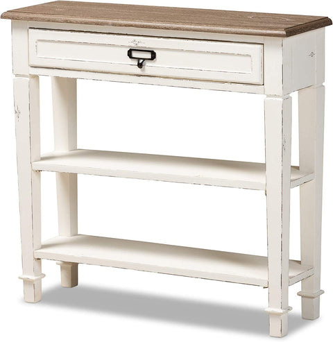 Baxton Studio Dauphine Traditional French 1-Drawer Accent Console Table, White